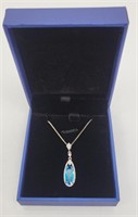 Blue topaz & CZ sterling necklace 18"L