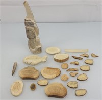 Various ivory jewelry carving pieces & other