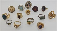 Costume jewelry rings cameos & other