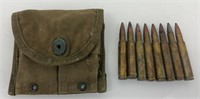 Military 30/06 bullet holder w/8 bullets