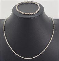 Sterling bracelet & necklace 18"L