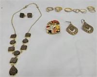 Gold tone costume jewelry