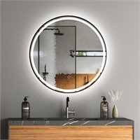 24 Round LED Bathroom Mirror  Anti-Fog  3 Colors