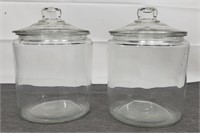 2 glass jars w/ lids 10" H