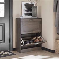 $105  Haotian Brown 2-Drawer Shoe Cabinet FSR137-B