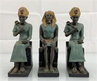 3 Egyptian Style Figural bookends resin 9"H