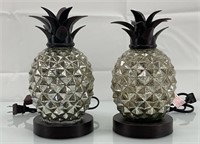2 pineapple table lamps shows wear 10"H