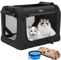 $60  Cat/Dog Carrier 24x17x17  Blanket  Bowl  Blac