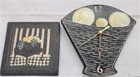 Pottery trivet & clock Alaska 6" & 7H