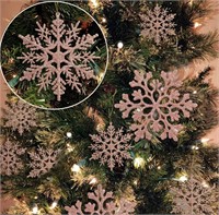 $10  36pcs Rose Gold Snowflake Ornaments  Var. Siz