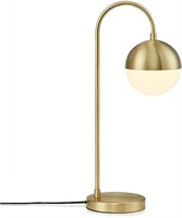 $83  Mid Century Globe Lamp  Gold  White Shade