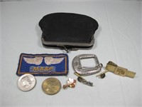 Coin Purse W/ Vtg Items Pictured