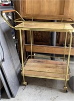 Super Cute Gold Metal & Wood Bar Cart