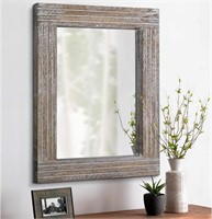 Rustic Wooden Frame Mirror 26x18  Antique Brown