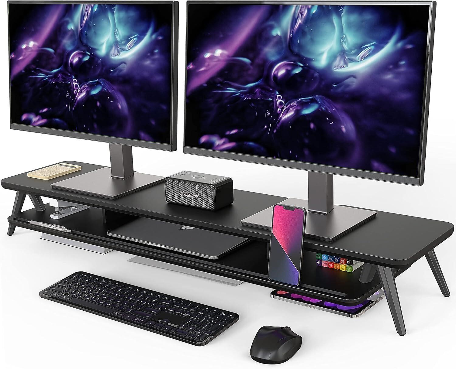 $110  Fenge Dual Monitor Stand  42.5 Inch Wood