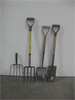 Assorted Shovels & Pitch Forks As Shown