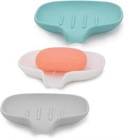 3 Pack Silicone Soap Dish with Drain, Bar Soap Hol