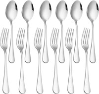 Set of 12, Stainless Steel Dinner Forks and Spoons