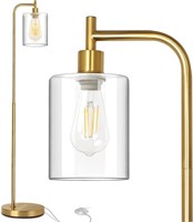 JoJocom Gold Industrial Floor Lamp with Glass Shad