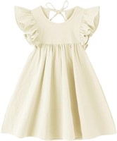 JNKLWPJS Toddler Linen Dress Baby Girls Ruffle Hal