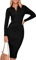 MEROKEETY Womens 2023 V Neck Ribbed Sweater Dress