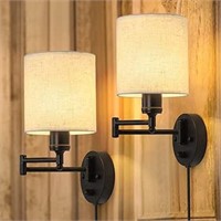 CADUKE Plug in Wall Light Set of 2, Swing Arm Wall