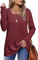 OFEEFAN Fall Sweatshirts for Women Henley Shirts L