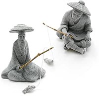 DUZFOREI 2PCS Sitting Fishing Figurines Sandstone