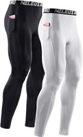 NELEUS Men's 2 Pack Dry Fit Compression Pants Runn