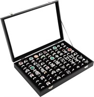 Pengup 100 Slots Ring Case Organizer Display Box,R