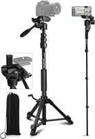 Camera Tripod 69 Inch, Patented 3-Way Swivel Porta