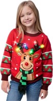 JOYIN Kid's Christmas Ugly Sweater LED Light Up Re