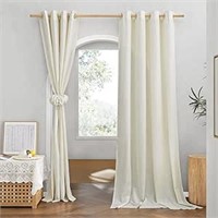 NICETOWN Thick Linen Curtains Extra Long 120 inch
