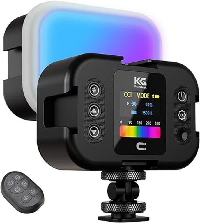 KraftGeek RGB Video Light, Rechargeable LED On-Cam