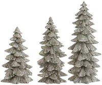 Set of 3 Silver Glittered Christmas Trees- 6.25 in