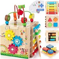 Bravmate Wooden Activity Cube | 8-in-1 Montessori