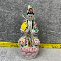 Vtg Wucai Porcelain Flower Seat Buddha Statue