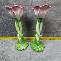 Pair of Beautiful Tulip Candlestick Holders