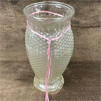Vintage FTD Diamond Cut Six-Sided Glass Vase