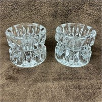Pair of Clear Glass Tealight Candle Holders