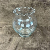 Anchor Hocking Clear Glass Ball Vase Crimped Edge