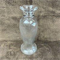 Vintage Clear Pressed Glass Vase w/ Leaf Motif