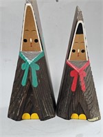 VNTG Japanese Koskeshi Wooden People FIgures