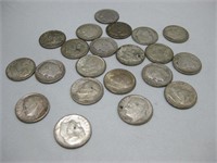 Twenty One Roosevelt Dimes 90% Silver