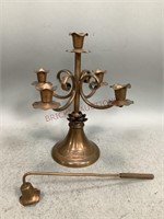 Solid Copper Candlestick Holder and Snuffer