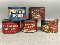 Vintage Metal Coffee Tins and Mixed Nut Tin