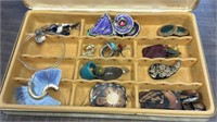 Cloth jewelry box with misc costume jewelry