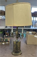 Untested 3 foot brass lamp with shade