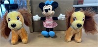 2 Lady &  the Tramp & 1 Minnie Mouse stuffed dolls