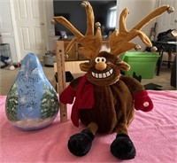 Untested musical reindeer & hand painted gourd